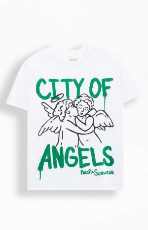 T-shirt PacSun City Of Angels Oversized Homme Blanche | 019384CJI