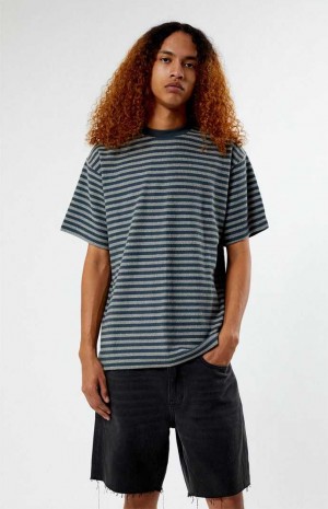 T-shirt PacSun Compass Rayé Texture Homme Grise | 716045FSR