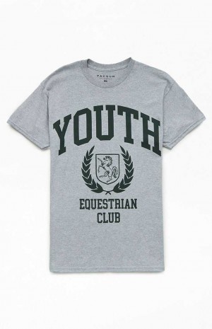 T-shirt PacSun Equestrian Club Homme Grise | 972401YNW