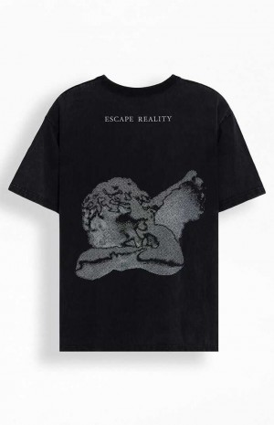 T-shirt PacSun Escape Reality Oversized Homme Noir | 310648PHQ