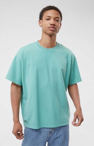 T-shirt PacSun Green Oversized Terry Homme Vert | 786459VZK