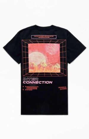 T-shirt PacSun Interconnection Oversized Homme Noir | 803597UFT