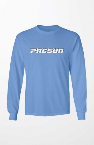 T-shirt PacSun Italics Logo Long Sleeve Homme Bleu | 503624MKH