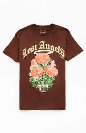 T-shirt PacSun Lost Angels Homme Marron | 018345UHR