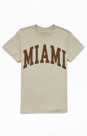 T-shirt PacSun Miami Prep Homme Marron | 562180ODS