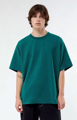 T-shirt PacSun Nervuré Oversized Homme Vert | 351790YRT