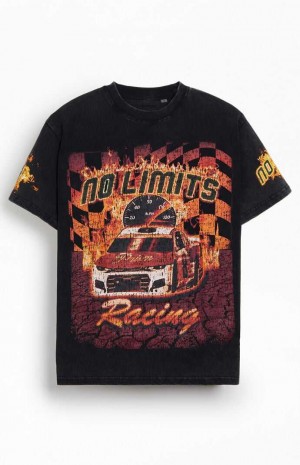 T-shirt PacSun No Limits Racing Oversized Homme Noir | 516830WRZ