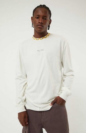 T-shirt PacSun Off White Bliss Jacquard Crew Long Sleeve Homme Blanche | 903562HYZ