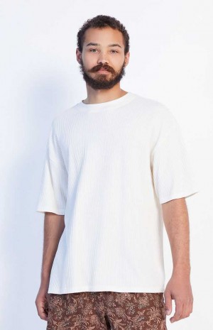 T-shirt PacSun Off White Boxy Waffle Homme Blanche | 918536JZA