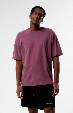 T-shirt PacSun PS Basics Basic Oversized Boxy Homme Bordeaux | 467398UYQ