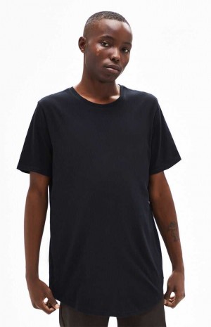 T-shirt PacSun PS Basics Willem Scallop Homme Noir | 823456BQS