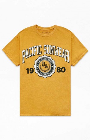 T-shirt PacSun Pacific Sunwear Arch Homme Doré | 146732LRX