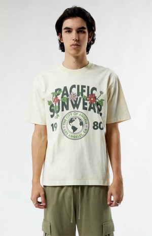 T-shirt PacSun Pacific Sunwear Floral Crest Homme Marron | 043962TQU