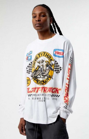 T-shirt PacSun Plates Piste Oversized Long Sleeve Homme Blanche | 408579KGN