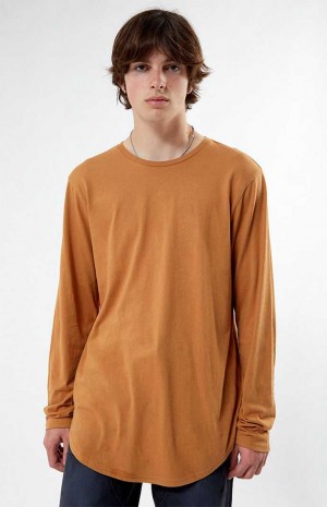 T-shirt PacSun Scallop Long Sleeve Homme Marron | 610897RDY