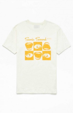 T-shirt PacSun Sonic Sound Slub Homme Blanche | 085476DPM