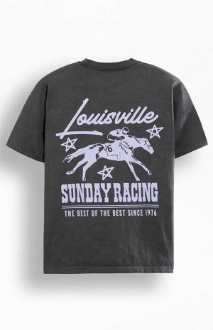 T-shirt PacSun Sunday Race Oversized Homme Noir | 946038YKL