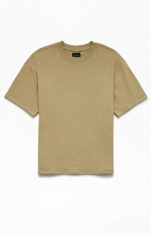 T-shirt PacSun Tan Dive Fleece Homme Marron | 473890SPH