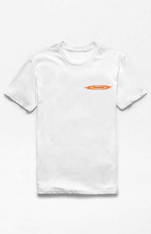 T-shirt PacSun White Flames Logo Homme Blanche | 703625TNQ