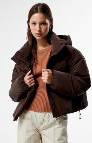 Vestes PacSun Puffer Femme Chocolat | 298340QEZ