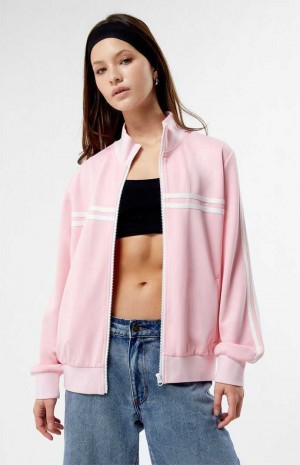 Vestes PacSun Stripe Mock Neck Piste Femme Rose Clair | 281709YXW