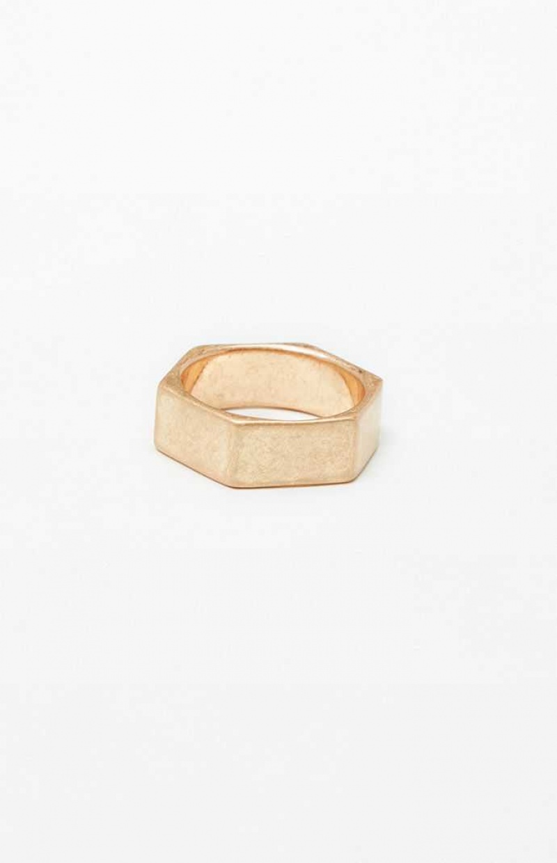 Bague PacSun Gold Screw Homme Doré | 324657HMA