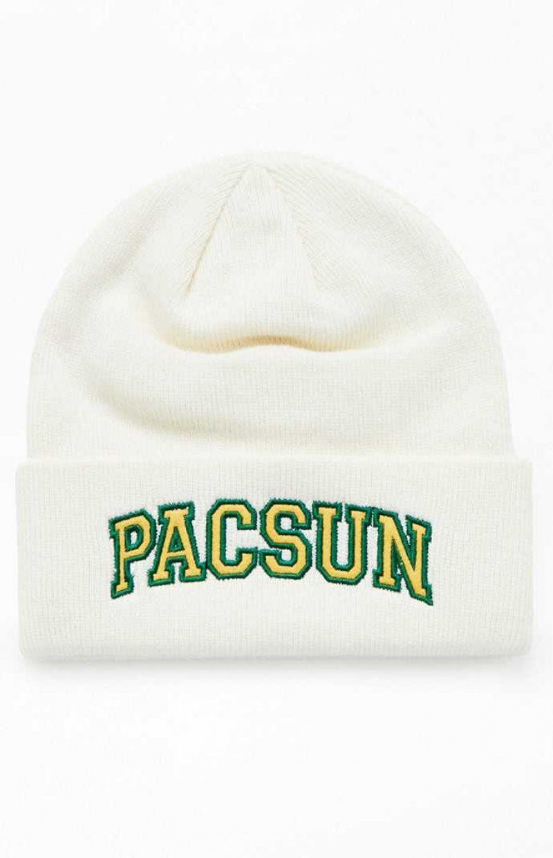 Bonnet PacSun Arch Logo Homme Blanche | 401785CUN