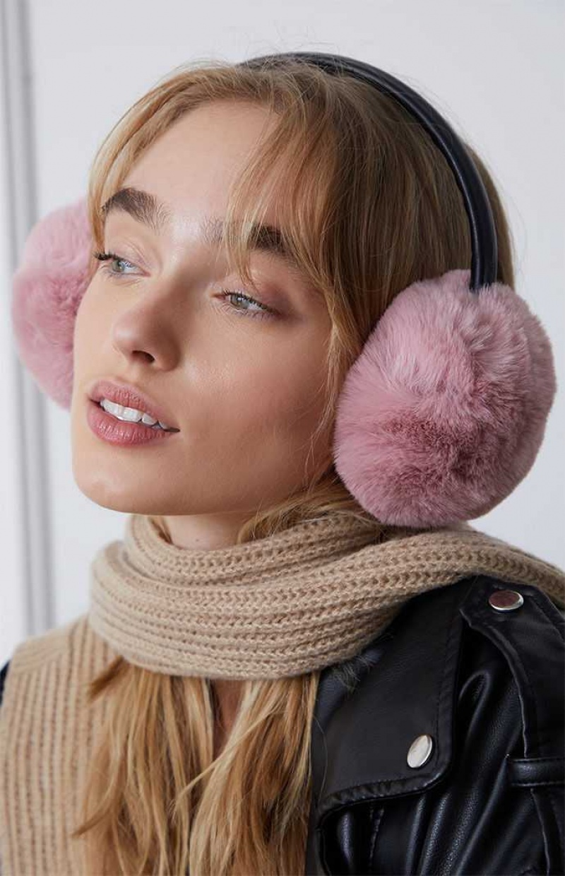 Bonnet PacSun Faux Fur Earmuffs Femme Rose | 542938YVN