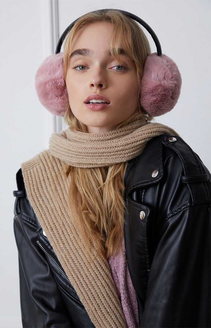 Bonnet PacSun Faux Fur Earmuffs Femme Rose | 542938YVN