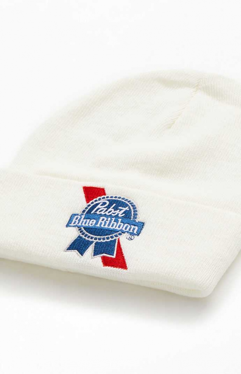 Bonnet PacSun Pabst Blue Ribbon Femme Blanche | 869317LMD