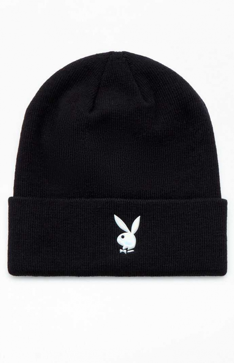 Bonnet PacSun Playboy By Bunny Nervuré Femme Noir | 173260NVD