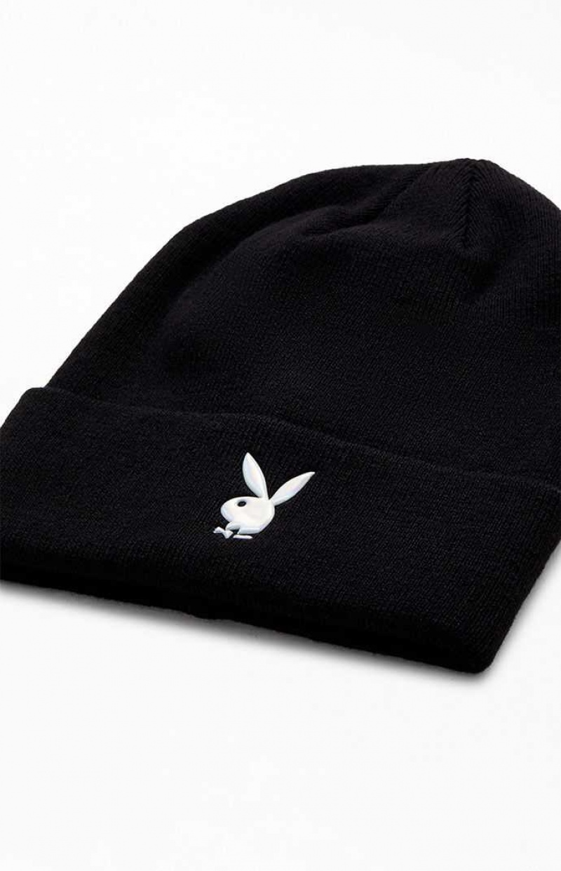 Bonnet PacSun Playboy By Bunny Nervuré Femme Noir | 173260NVD