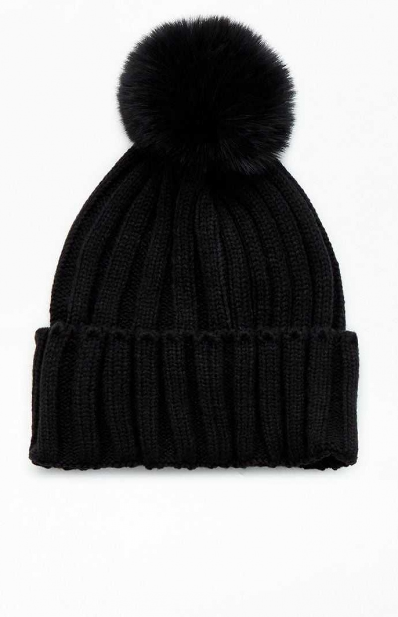 Bonnet PacSun Pom Pom Femme Noir | 035724TVJ