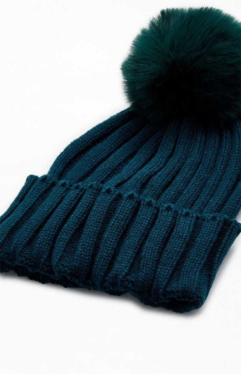 Bonnet PacSun Pom Pom Femme Vert | 973158XQJ