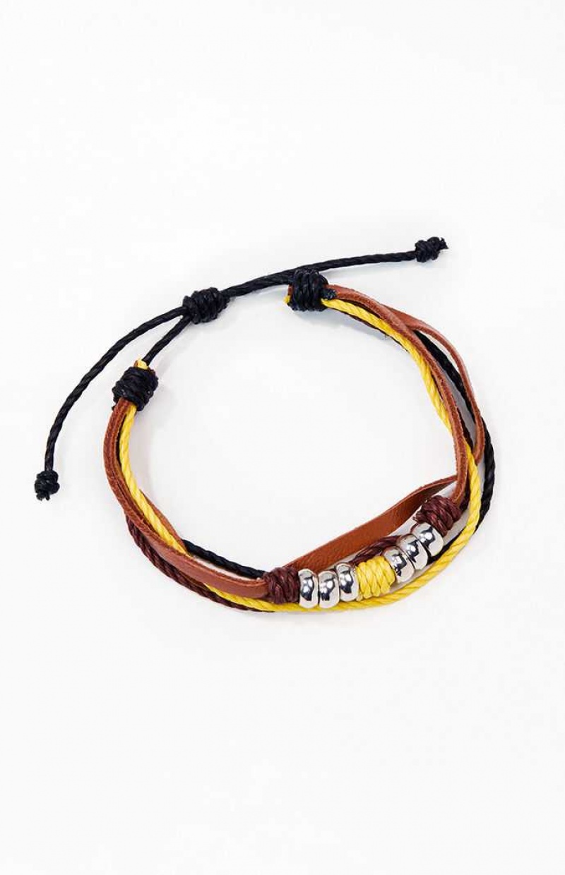 Bracelets PacSun Cuir Beaded Homme Multicolore | 406851AEF