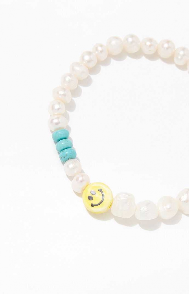 Bracelets PacSun Smiley Pearl Homme Jaune | 518396JXZ