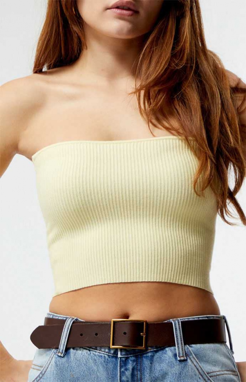 Chandails PacSun Basic Tube Femme Jaune | 508671CUW