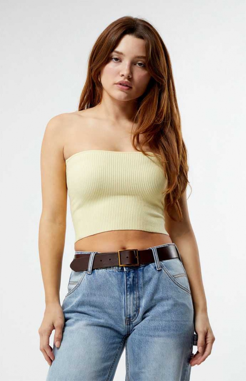 Chandails PacSun Basic Tube Femme Jaune | 508671CUW