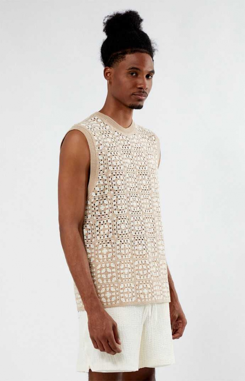 Chandails PacSun Crochet Homme Marron Blanche | 018695NUR