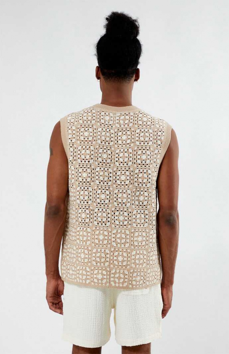 Chandails PacSun Crochet Homme Marron Blanche | 018695NUR