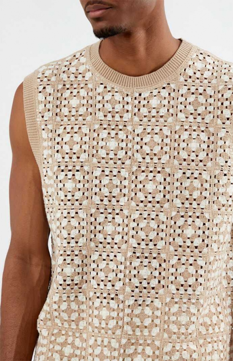 Chandails PacSun Crochet Homme Marron Blanche | 018695NUR