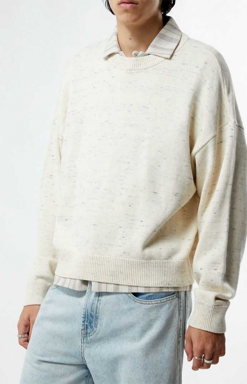 Chandails PacSun Cropped Crew Homme Blanche | 310298WUI