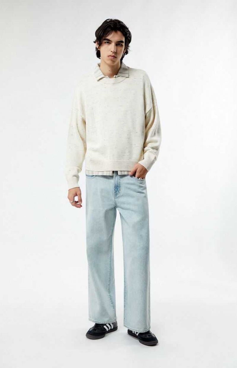 Chandails PacSun Cropped Crew Homme Blanche | 310298WUI