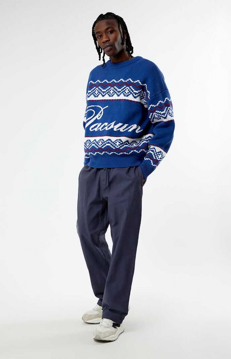 Chandails PacSun Fairisle Crew Homme Bleu | 480175TQI