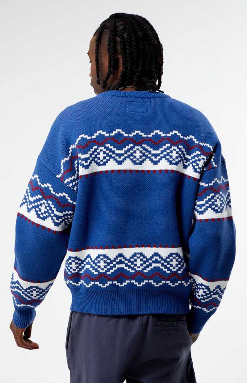 Chandails PacSun Fairisle Crew Homme Bleu | 480175TQI