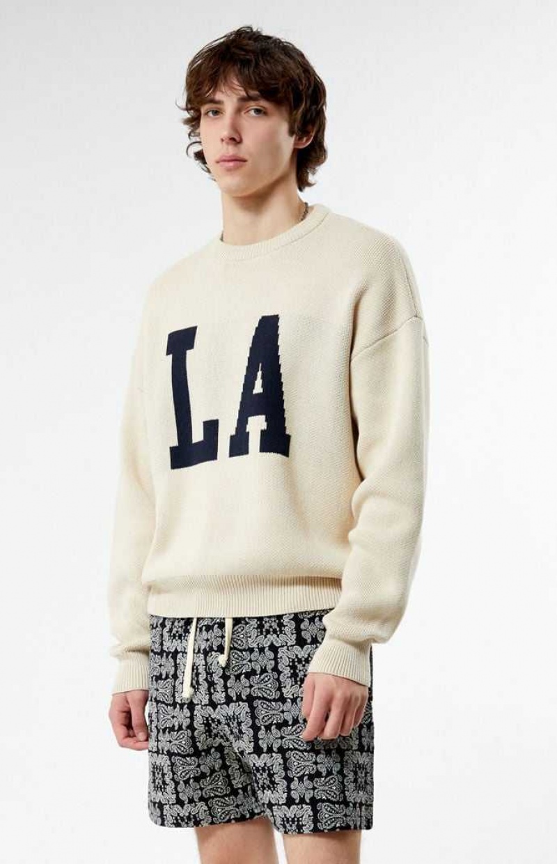 Chandails PacSun Los Angeles Crew Neck Homme Blanche | 102679JZQ