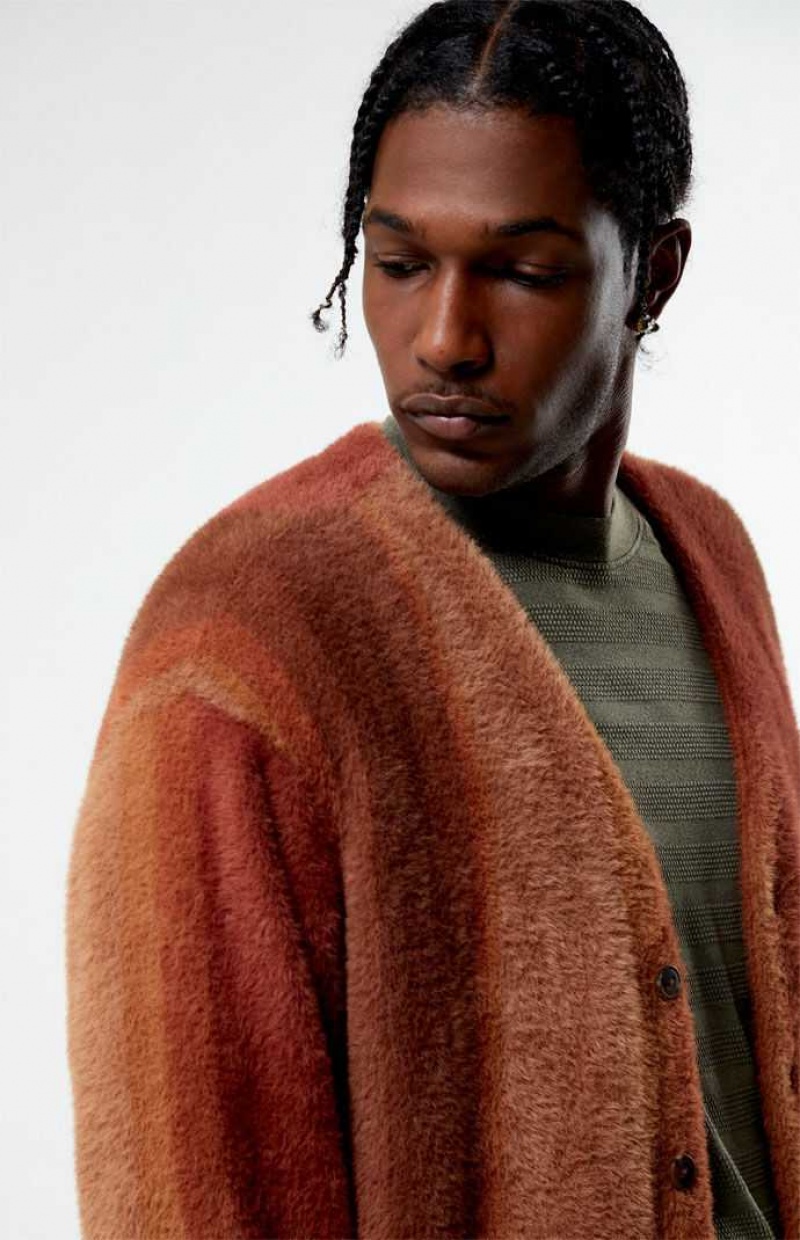 Chandails PacSun Mac Fuzzy Cardigan Homme Marron | 830527TMU