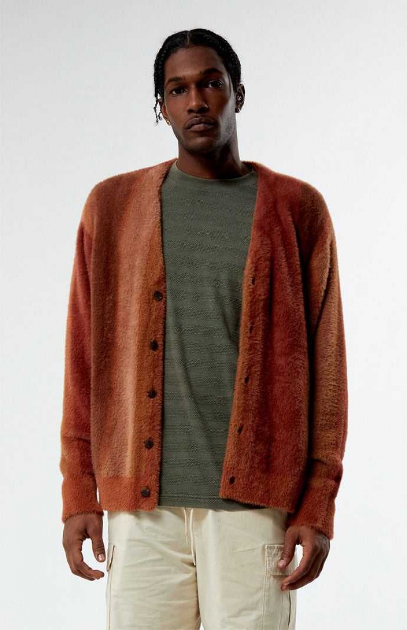 Chandails PacSun Mac Fuzzy Cardigan Homme Marron | 830527TMU