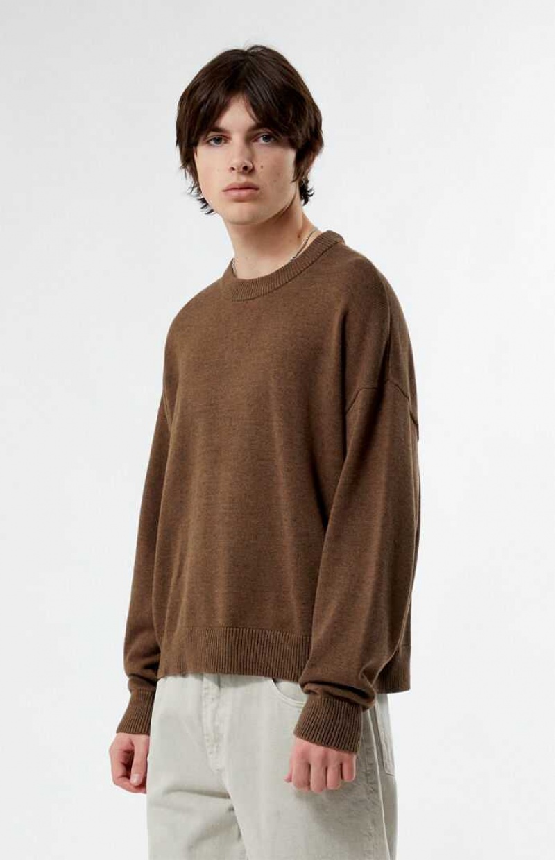 Chandails PacSun Otto Cropped Crew Homme Marron | 148260ZCF