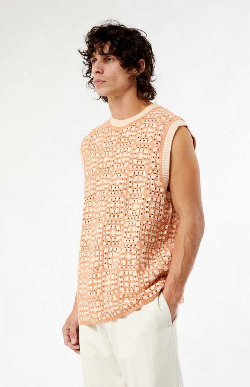 Chandails PacSun Pink Crochet Homme Rose | 082341RHN